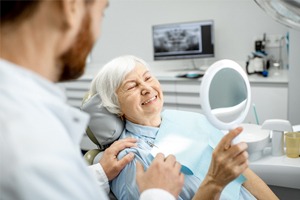 older woman in dental chair