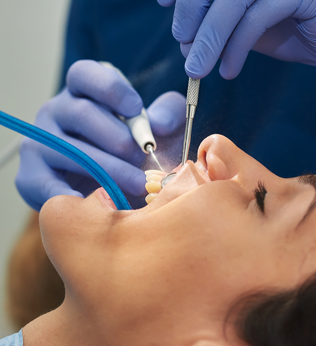 Woman getting a dental cleaning