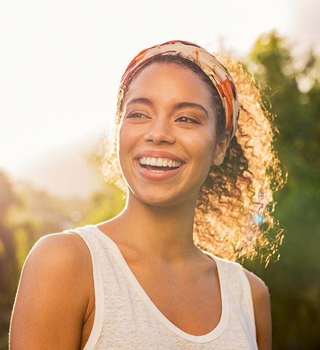 Woman smiling in the sun