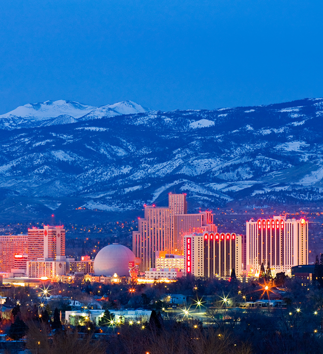 Aerial view of Las Vegas at night