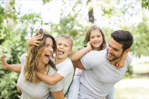 fun family portrait at the park