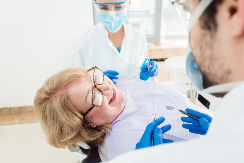 Female patient at routine dental appointment