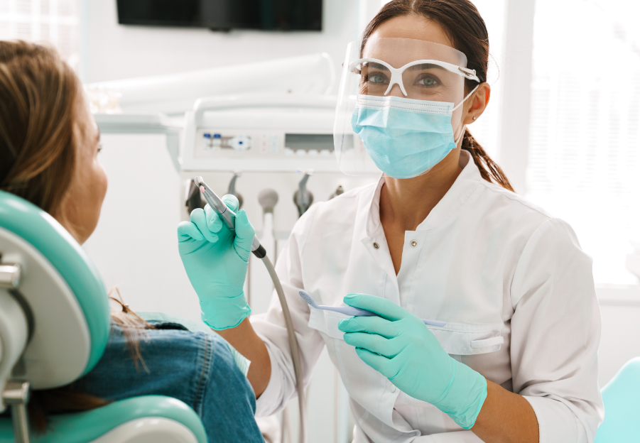 Dentist with patient