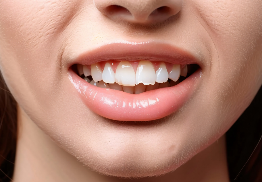 Woman's smile with chipped tooth
