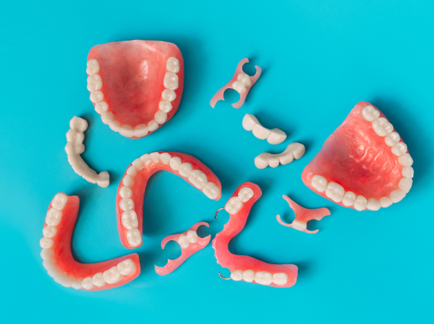 Disassembled dentures